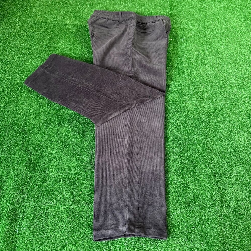 THE AtG Elastic Waist Corduroy Korea Style Relaxed Fit Brown Baggy Pants Sz M-L
